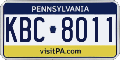 PA license plate KBC8011