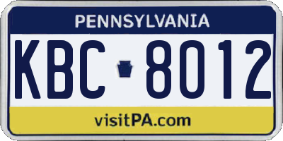 PA license plate KBC8012