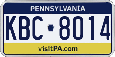 PA license plate KBC8014