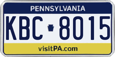 PA license plate KBC8015