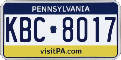 PA license plate KBC8017