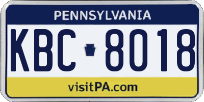 PA license plate KBC8018