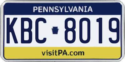 PA license plate KBC8019