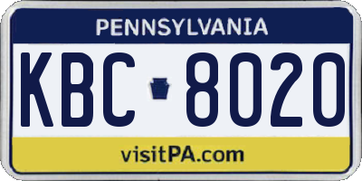 PA license plate KBC8020