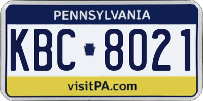 PA license plate KBC8021