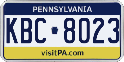 PA license plate KBC8023