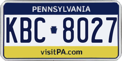 PA license plate KBC8027
