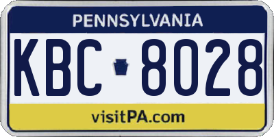 PA license plate KBC8028
