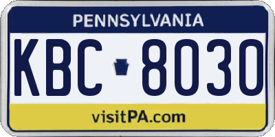 PA license plate KBC8030