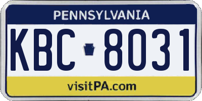 PA license plate KBC8031