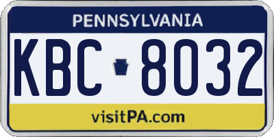 PA license plate KBC8032