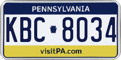 PA license plate KBC8034