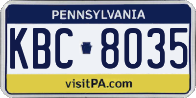 PA license plate KBC8035