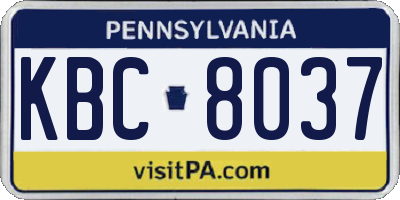PA license plate KBC8037