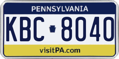 PA license plate KBC8040