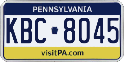 PA license plate KBC8045