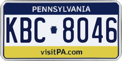 PA license plate KBC8046