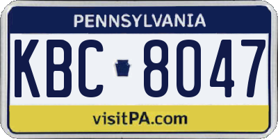 PA license plate KBC8047