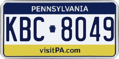 PA license plate KBC8049