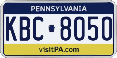 PA license plate KBC8050