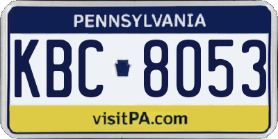 PA license plate KBC8053
