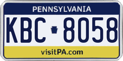 PA license plate KBC8058