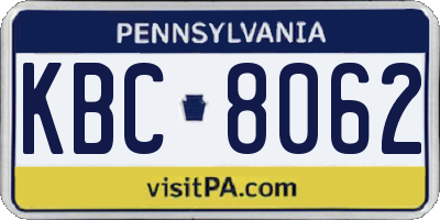 PA license plate KBC8062