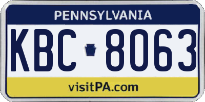 PA license plate KBC8063