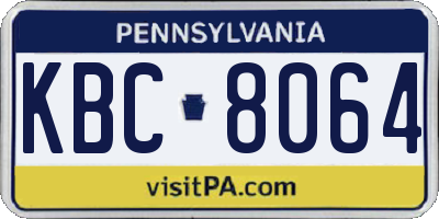 PA license plate KBC8064