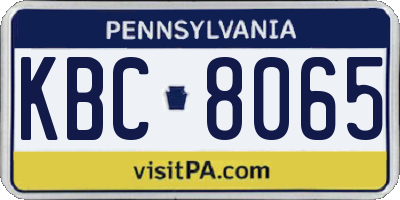 PA license plate KBC8065