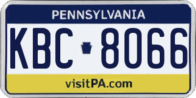 PA license plate KBC8066