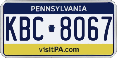 PA license plate KBC8067