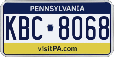 PA license plate KBC8068