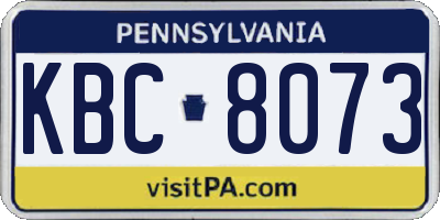 PA license plate KBC8073