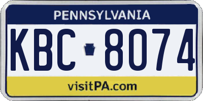 PA license plate KBC8074