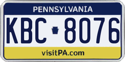 PA license plate KBC8076