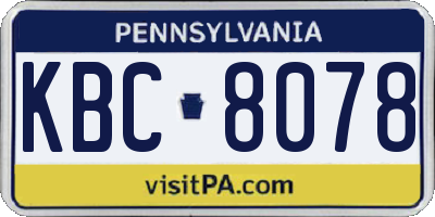 PA license plate KBC8078