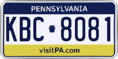 PA license plate KBC8081