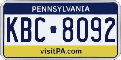 PA license plate KBC8092