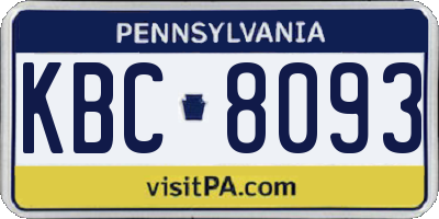 PA license plate KBC8093