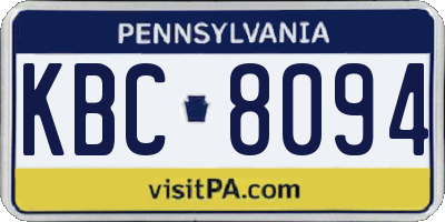 PA license plate KBC8094