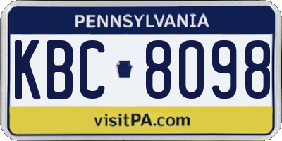PA license plate KBC8098
