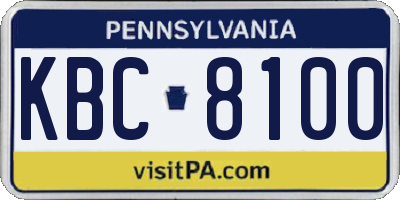 PA license plate KBC8100
