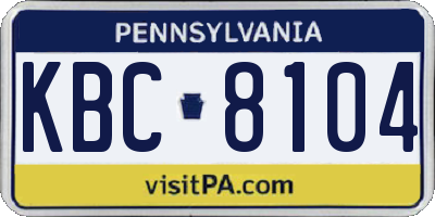 PA license plate KBC8104