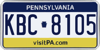PA license plate KBC8105