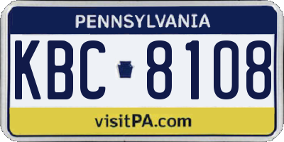 PA license plate KBC8108