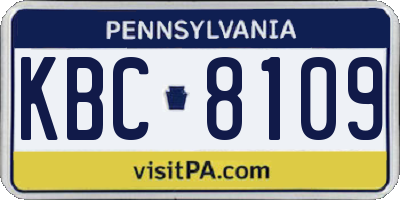 PA license plate KBC8109