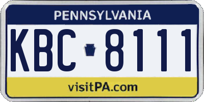 PA license plate KBC8111