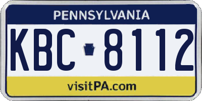 PA license plate KBC8112