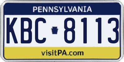 PA license plate KBC8113